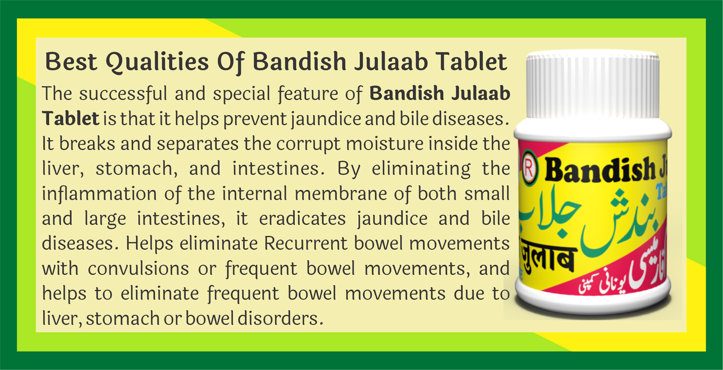 Bandish Julaab Tablet: Combat jaundice, bile issues, and halt recurrent bowel movements and diarrhea for optimal liver and intestinal wellness